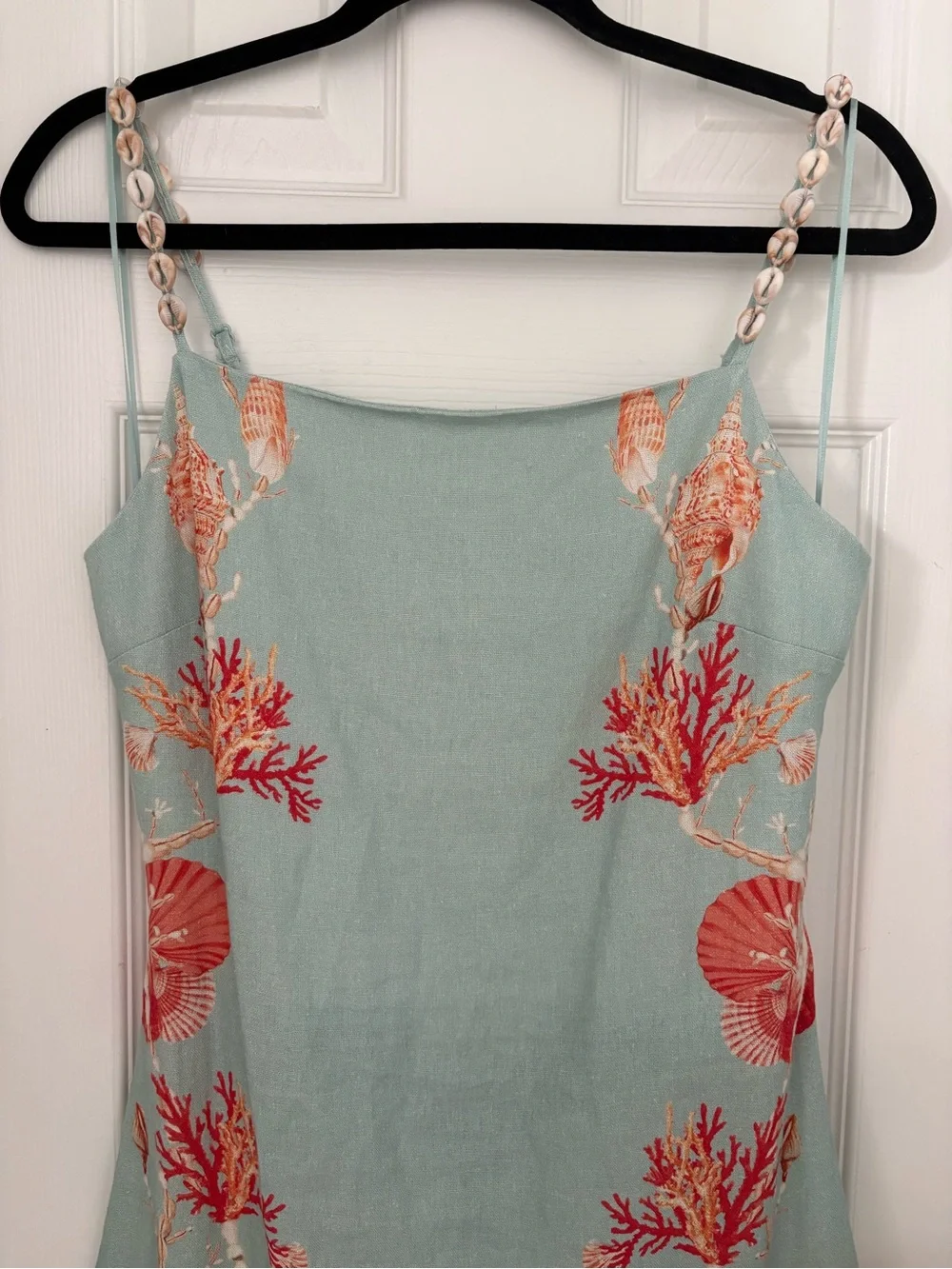 NWT Caroline Constas Coral Shell Print Linen Maxi Dress Medium - Picture 4 of 11